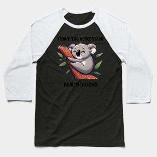 Cute Koala Hugging a Branch With Leafy Accents Baseball T-Shirt